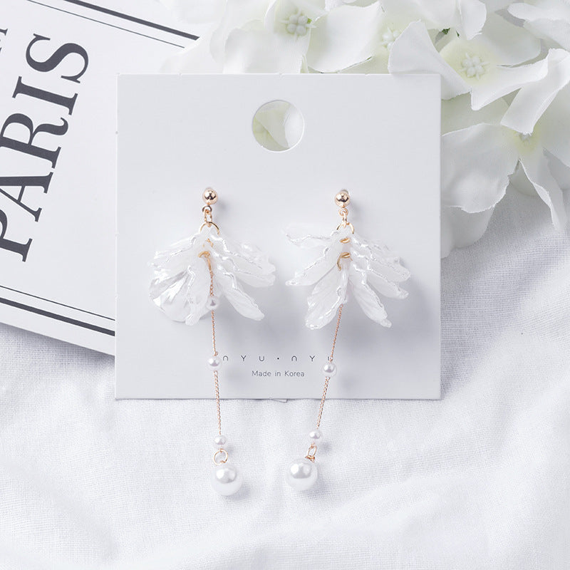 1 Pair Fashion Flower Alloy Plating Artificial Pearls Women'S Drop Earrings