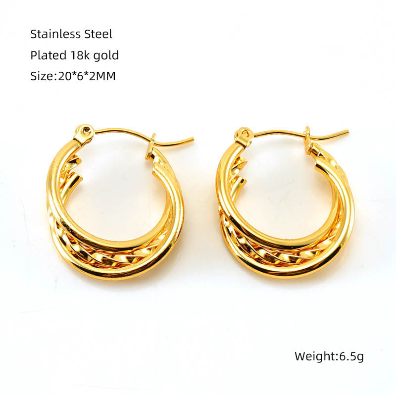 Elegant 18K Gold Plated Stainless Steel Hoop Earrings for Women