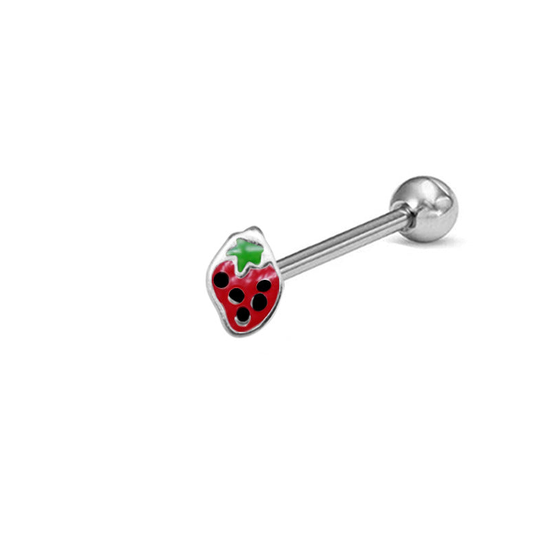 Cute Tropical Fruit Tongue Ring - Stainless Steel & Acrylic Inlay