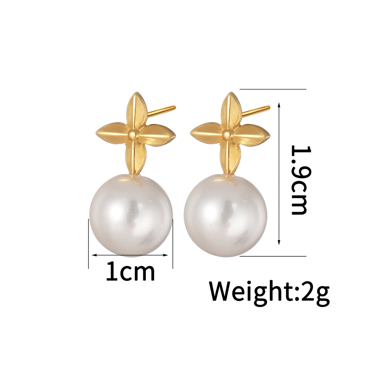 1 Pair Minimalist Heart Shape 18K Gold Plated Stainless Steel and Baroque Pearl Stud Earrings