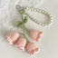 Cute Flower Yarn Pearl Chain Keychain for Women