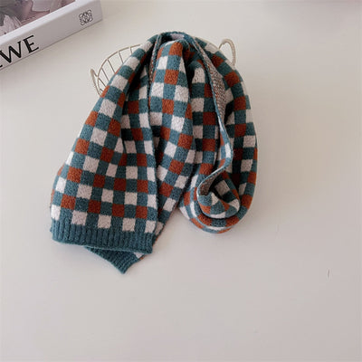 Children's Unisex Vintage Ethnic Color Block Lattice Patchwork Scarf