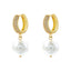 1 Pair Elegant Round Inlay Copper Pearl Zircon 18K Gold Plated Drop Earrings