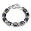 Hip-Hop Retro Stainless Steel Tiger Eye Beaded Men's Bracelet