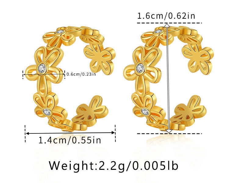 Elegant Butterfly Zircon 18k Gold Plated Copper Ear Cuffs