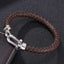 Retro Geometric Stainless Steel Leather Men's Bracelet with Horseshoe Buckle