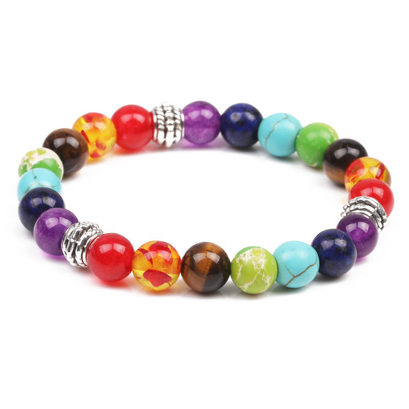 Fashion Multicolor Lava Stone & White Agate Beaded Bracelets