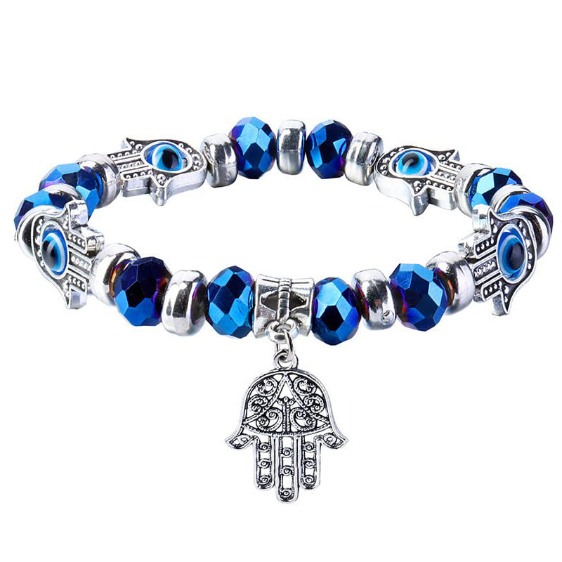 Ethnic Style Evil Eye Beaded Bracelet with Palm Pendant