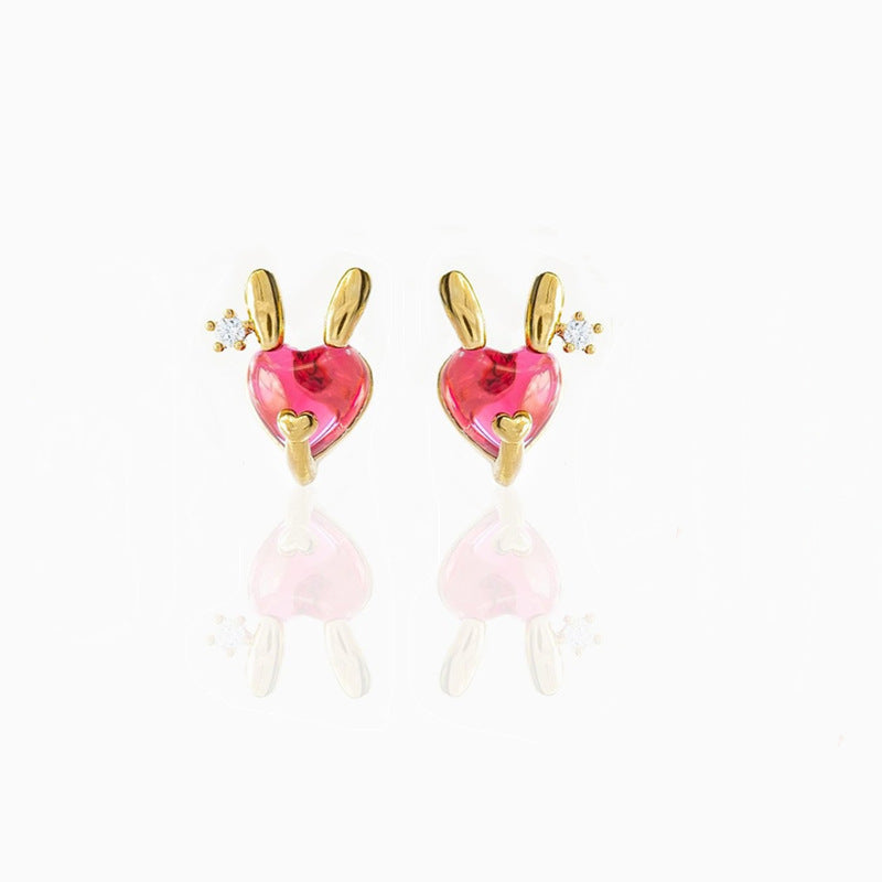 Retro Animal Head Gold Plated Zircon Copper Stud Earrings - Unique Design Series