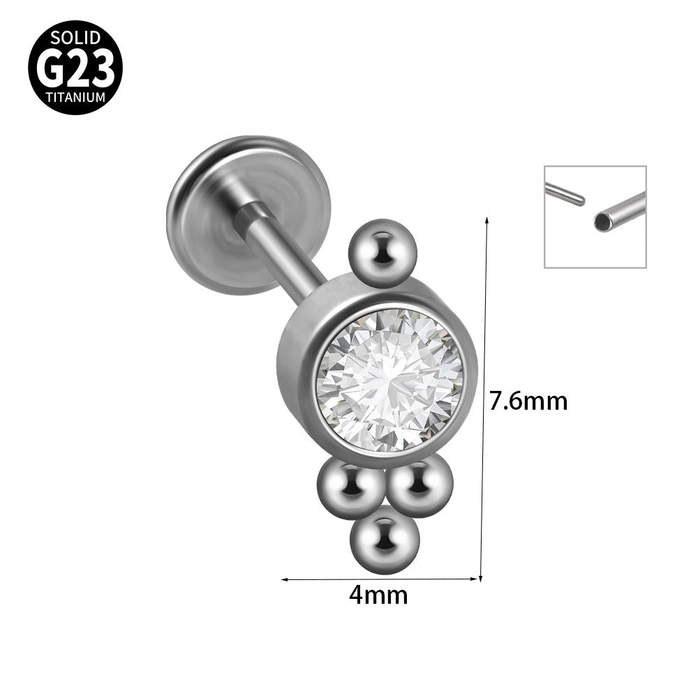 G23 Titanium Zirconia Geometric Ear Cartilage and Lip Rings with Dog Paw and Sun Design