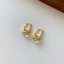 1 Pair Geometric U Shape Copper Crystal Drop Earrings in Gold