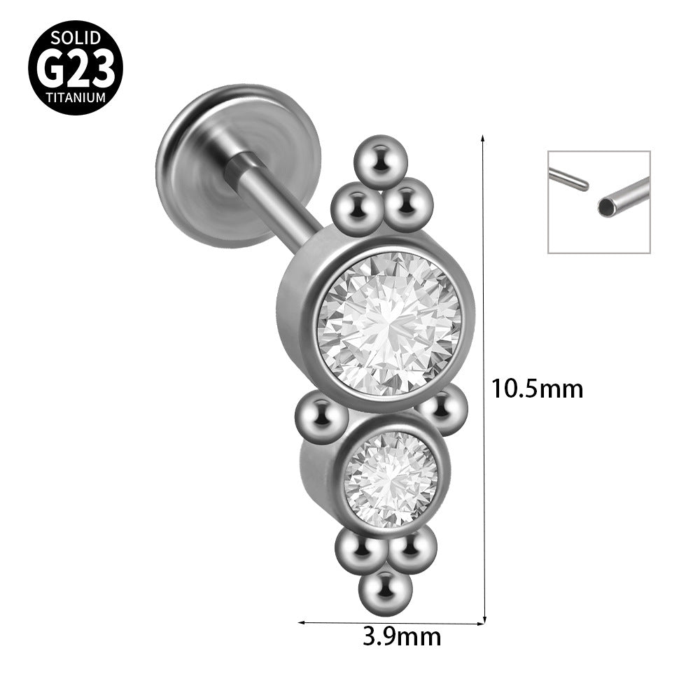 G23 Titanium Zirconia Geometric Ear Cartilage and Lip Rings with Dog Paw and Sun Design