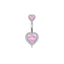 1 Piece Heart Shaped Zirconia Belly Rings Stainless Steel Inlay Rhinestones Pink Fashion Piercing Jewelry