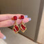 1 Pair Vintage Red Rose Zircon Alloy Drop Earrings