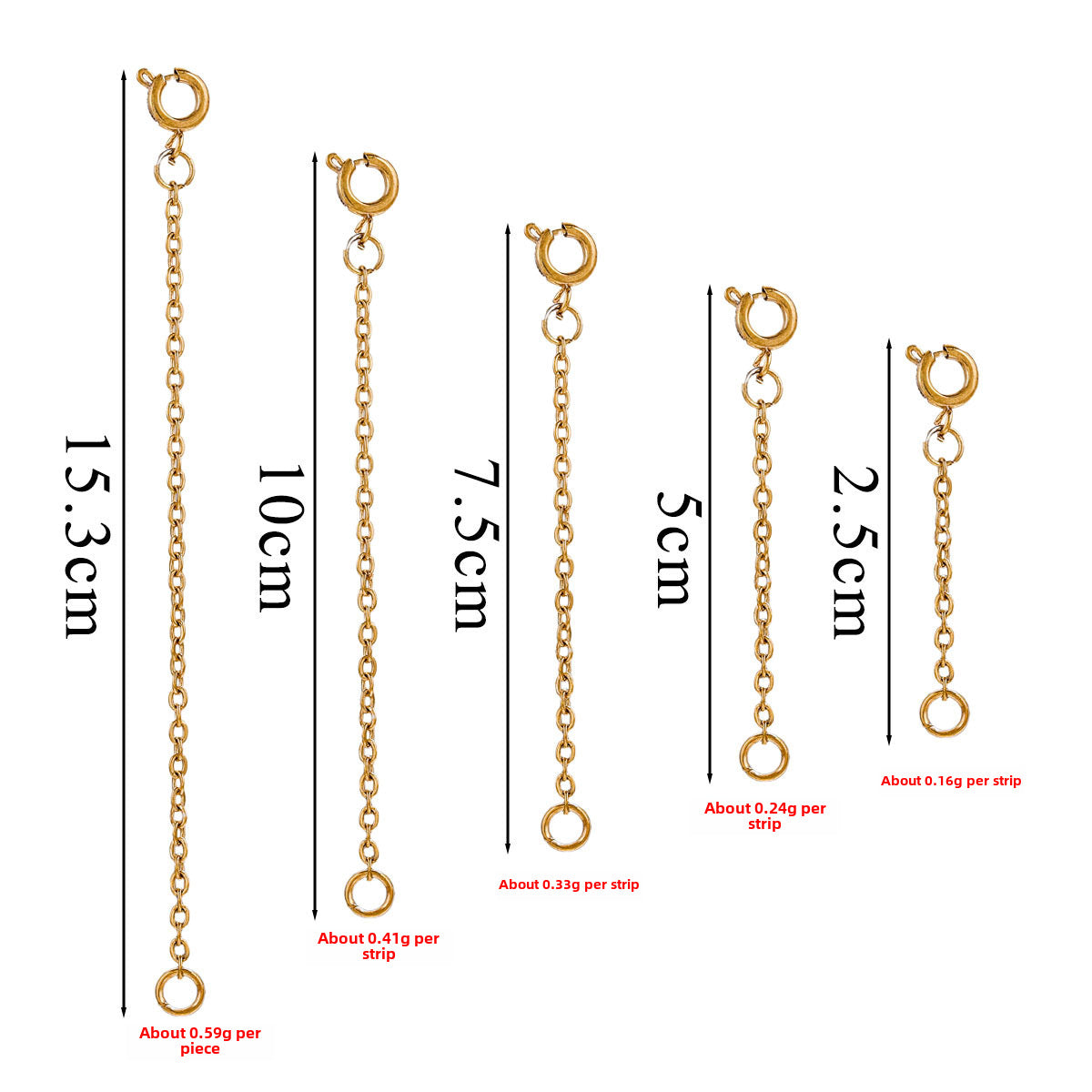 10 PCS Stainless Steel Extension Chain Set for Bracelets and Necklaces (25mm, 50mm, 75mm)