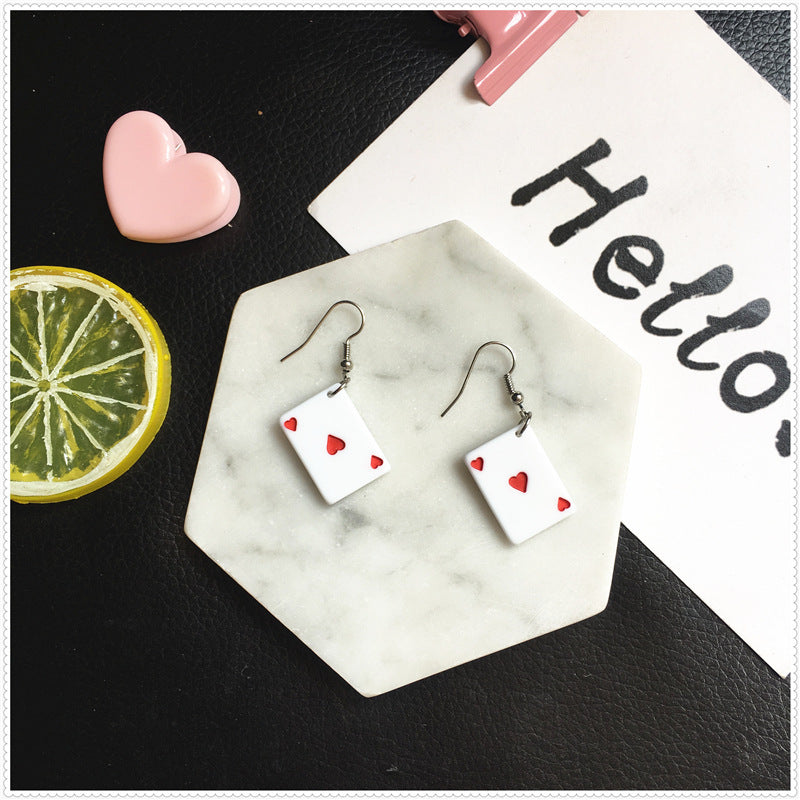 Creative Playing Card Cute Earrings for Girls - Clip-On Style