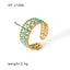 Ethnic Geometric Stainless Steel Open Ring - 18k Gold Plated Vintage Design