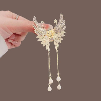 Women's Butterfly Pearl Rhinestone Hair Claw Clip