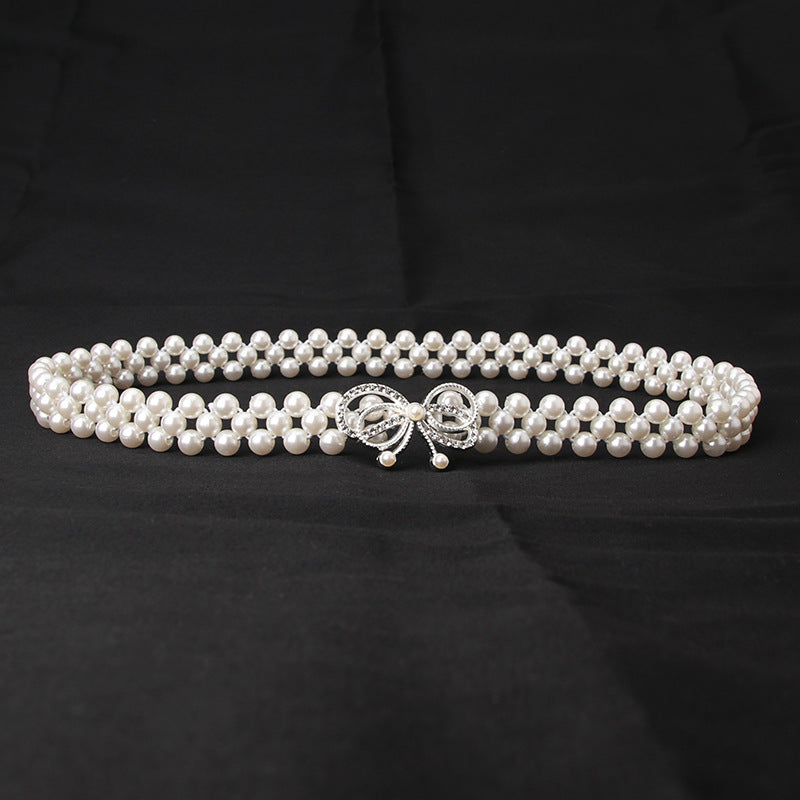 Sweet Butterfly Rhinestone Pearl Women's Chain Belt