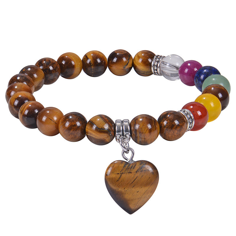 Elegant Heart Shape Natural Stone Beaded Bracelet for Women