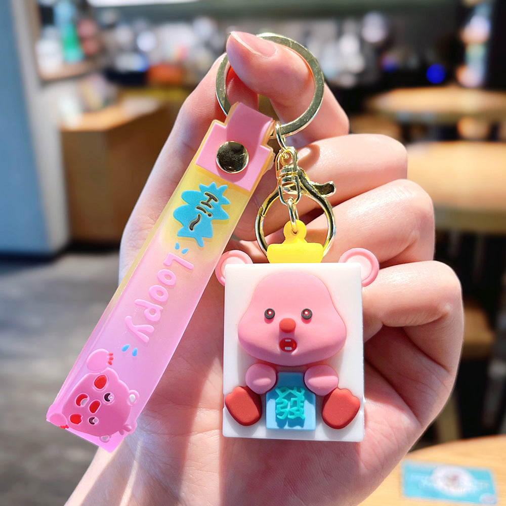 Cartoon Fruit Doll PVC Keychain Accessory