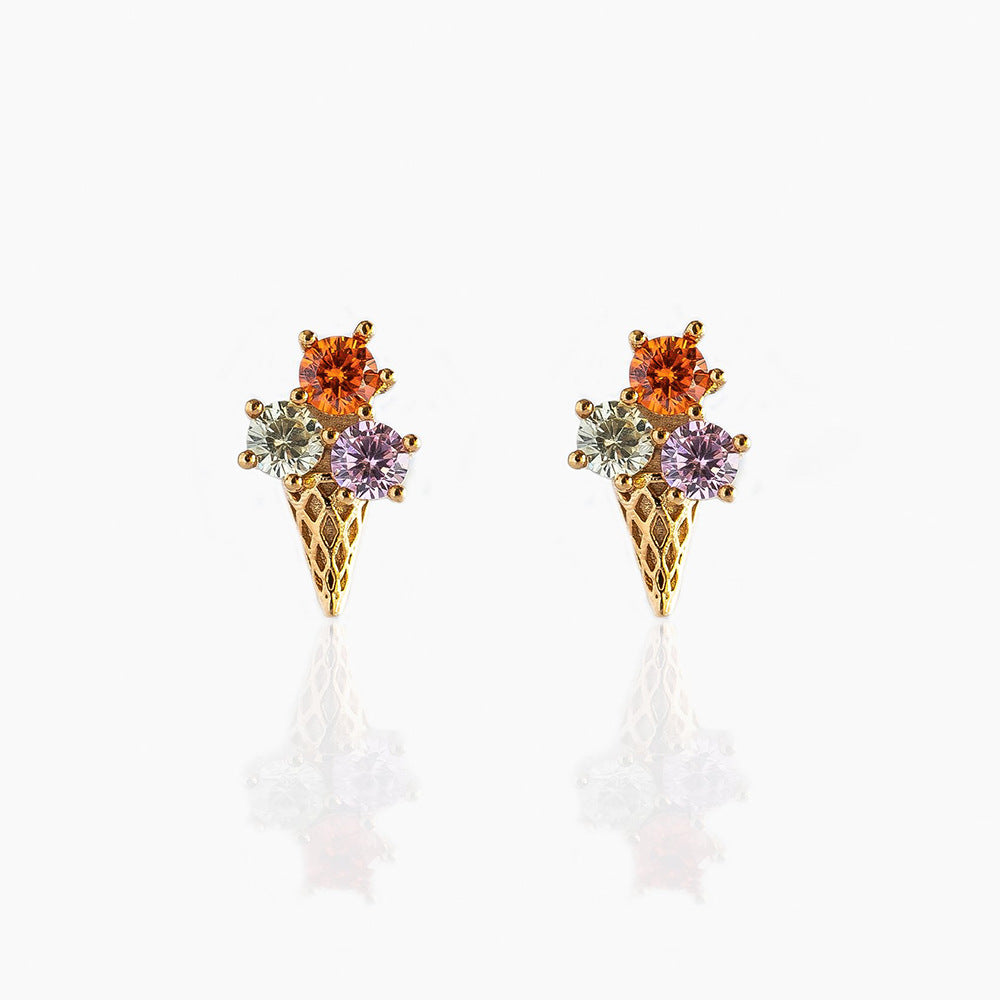 Ethnic Geometric Gemstone Lollipop Ice Cream 18k Gold Plated Earrings