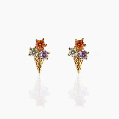 Ethnic Geometric Gemstone Lollipop Ice Cream 18k Gold Plated Earrings