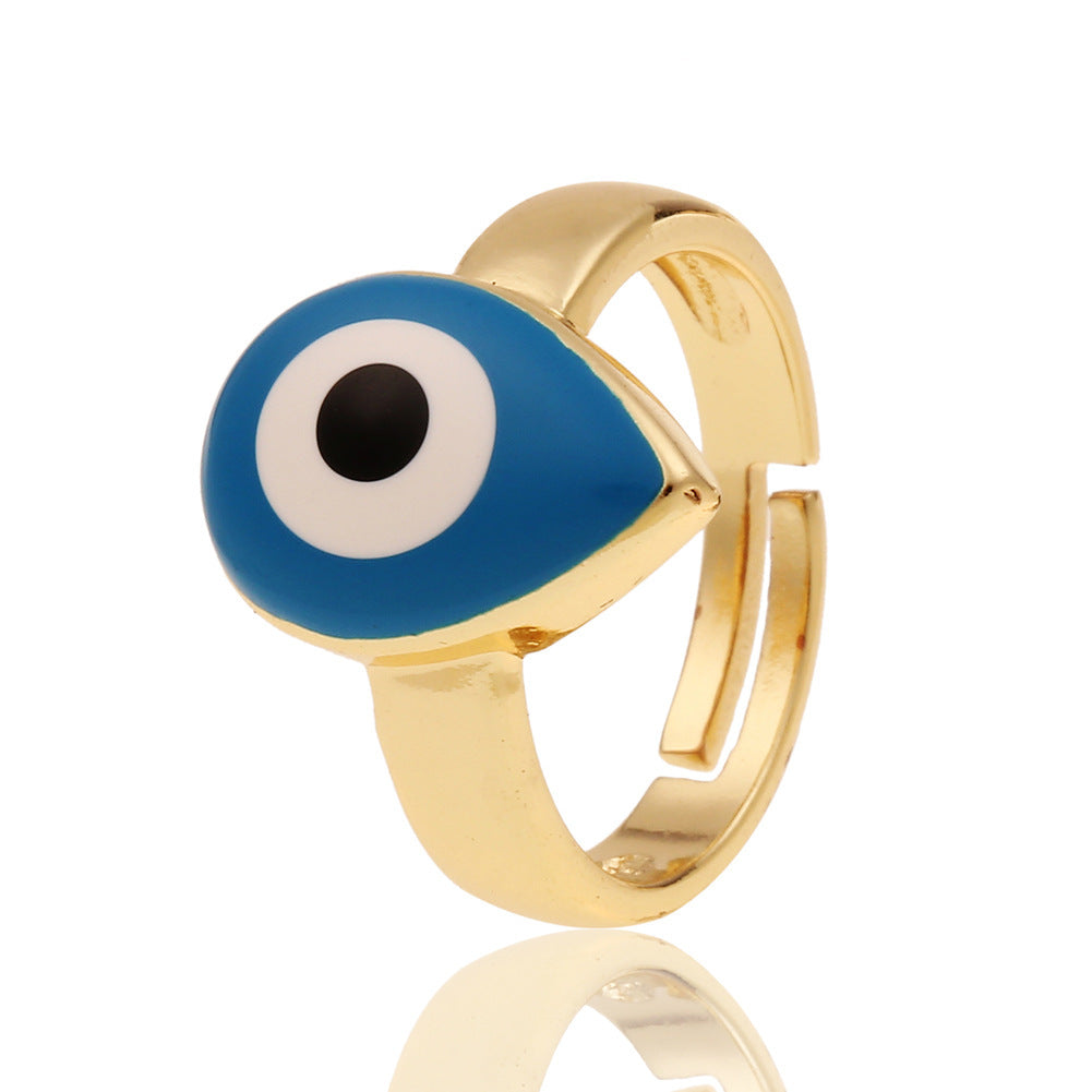 Fashion Copper Plated Gold Evil Eye Women's Minimalist Tail Ring