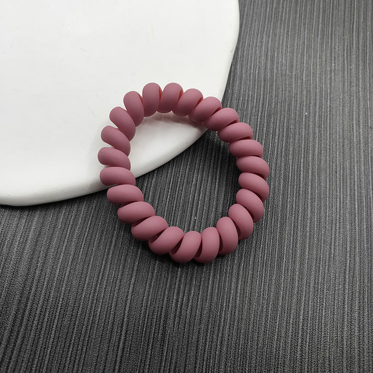 Simple Solid Color Rubber Hair Tie & Frosted Traceless Head Rope Set