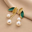 Fashion Leaf Pearl Drop Earrings with S925 Silver Needle