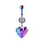 Colorful Floral & Animal Stainless Steel Belly Ring Set with Rhinestones