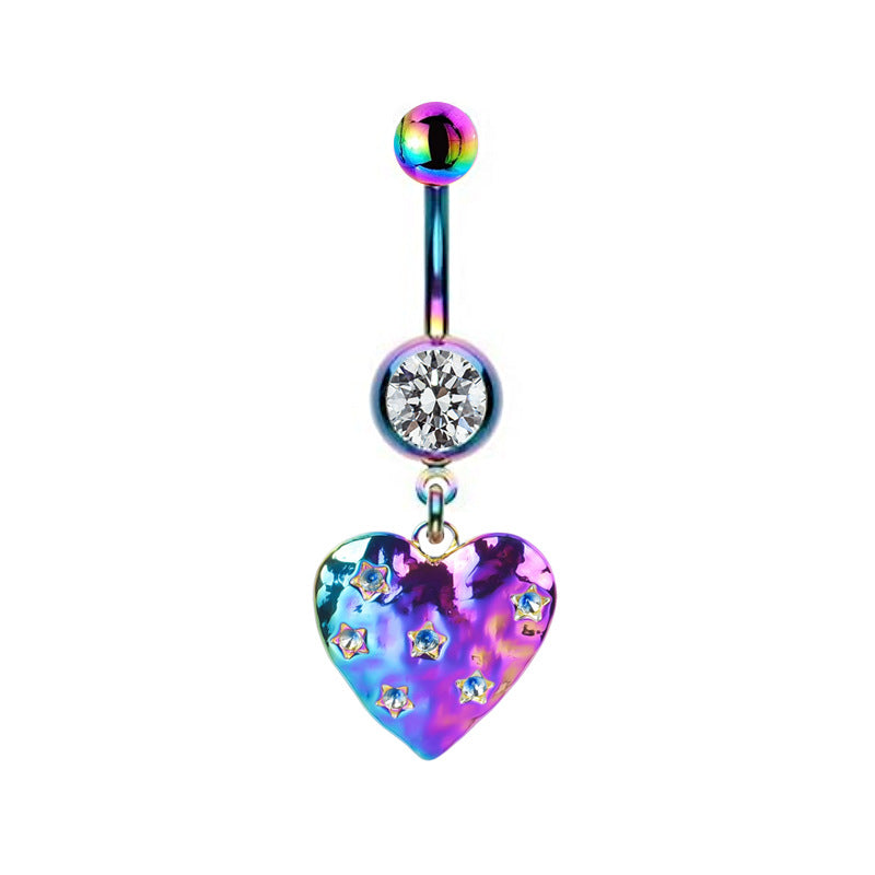 Colorful Floral & Animal Stainless Steel Belly Ring Set with Rhinestones