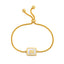 Elegant Stainless Steel English Letter Shell Bracelet - Adjustable Gold Square Design for Women