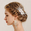 Women's Retro Handmade Flower Acrylic Metal Hair Comb and Bridal Jewelry Set with Rhinestones and Pearls