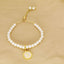 18K Gold Plated Adjustable Letter Pendant Imitation Pearl Bracelet