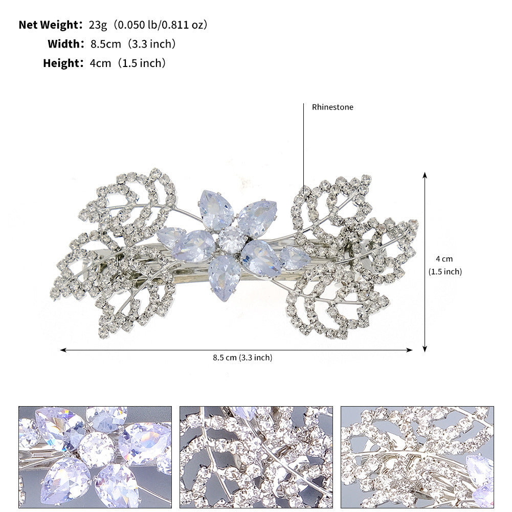 Elegant Zircon Leaf Rhinestone Hair Clip