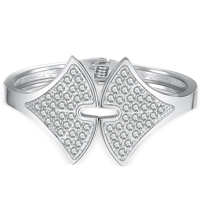 European Ginkgo Leaf Open Cuff Diamond Fan-shaped Bracelet