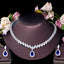 Luxurious Bridal White Gold Plated Jewelry Set with Inlaid Artificial Gemstones and Zirconia Necklace & Earrings