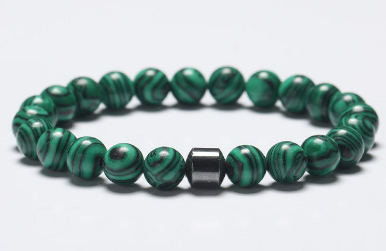 Unisex Geometric Beaded Bracelet with Turquoise, Tiger Eye, and Volcanic Stone