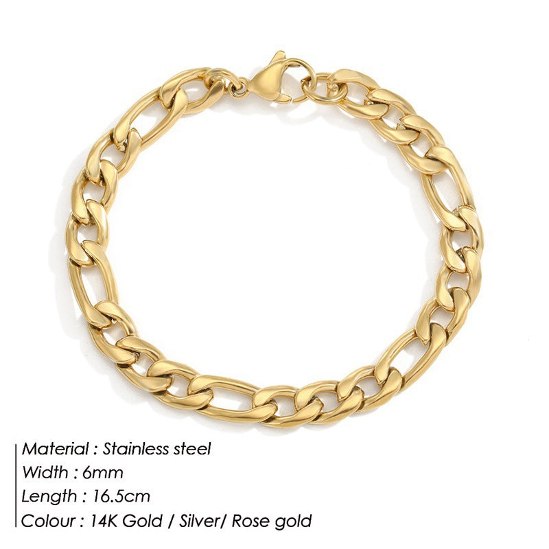 Fashion Chain Stainless Steel Gold Plated Bracelet