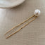 Women's Elegant Solid Color Pearl Hairpin with Metal Inlay