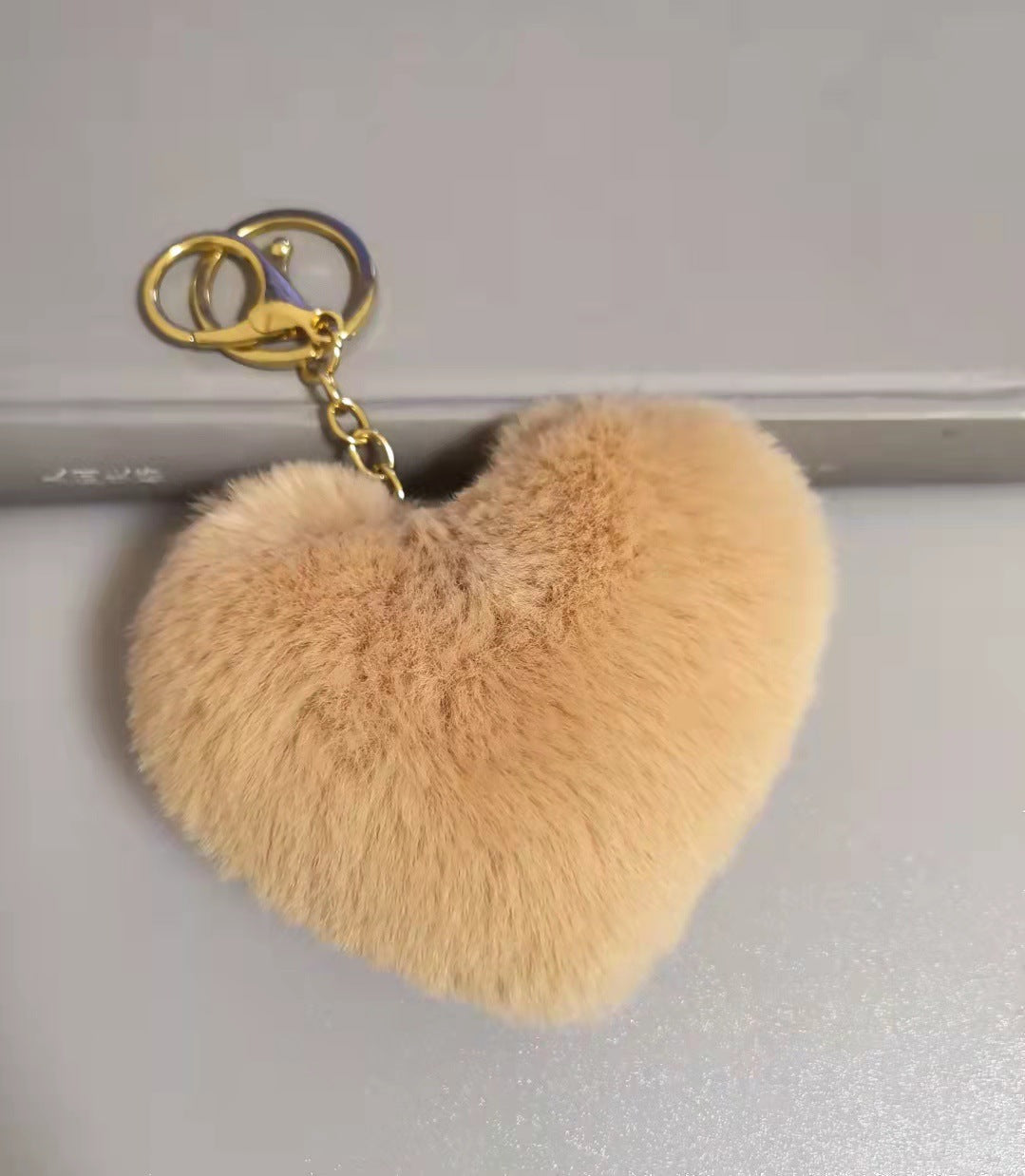 Cute Heart Shaped Plush Keychain for Bags and Cars