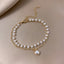 Geometric Alloy Beaded Double Love Pearl Bracelet for Women