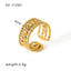 Ethnic Geometric Stainless Steel Open Ring - 18k Gold Plated Vintage Design