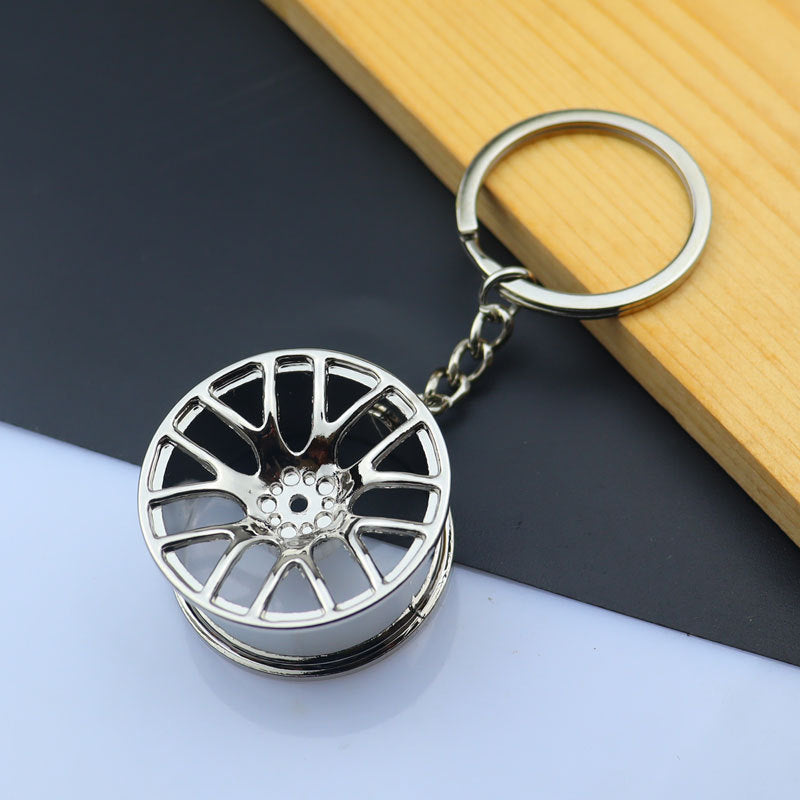 Simple Style Car Wheel Metal Keychain with Automotive Tool Charms