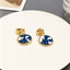Klein Blue C Shape Alloy Stud Earrings - Niche Simple Design Korean Style for Women