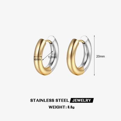 New Stainless Steel Earrings Two-color Glossy Coil Niche Design Titanium Steel Earrings Simple Popular Earrings