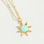 14K Gold Plated Enamel Sun Pendant Necklace with Unique Design