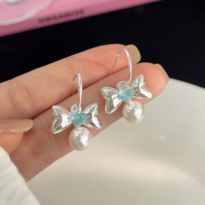 Sweet Heart Bow Knot Zircon Stud Earrings