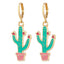 Geometric Hollow Plant Cactus Earrings